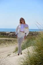 Cropped Denim Jacket Λευκό με Χρώματα