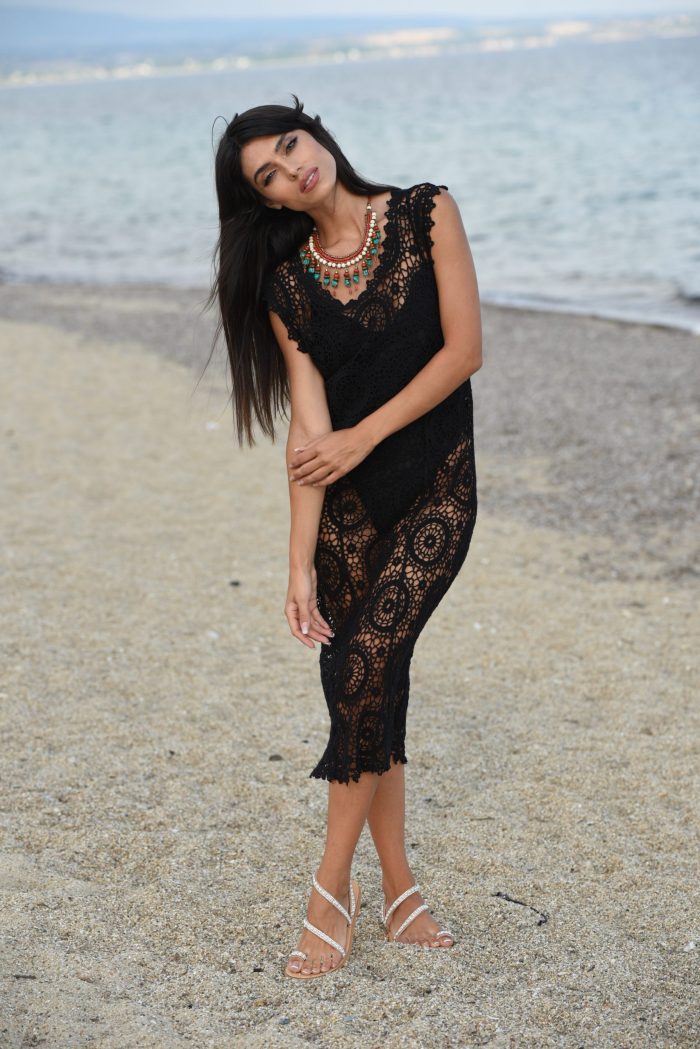 Φόρεμα Αμάνικο Πλεκτό Μαύρο
