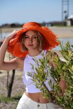 Ψάθινο Καπέλο Άννα (Orange)
