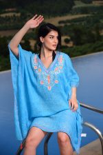 Καφτάνι Λινό Oversized (Γαλάζιο)