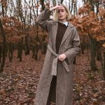 Παλτό Ψαροκόκαλο Καφέ "Strasy"