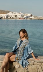 Boho Denim Κιμονό με Κεντήματα