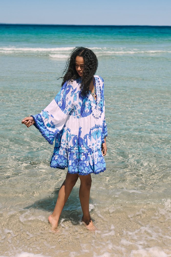 Καφτάνι Oversized Κοντό “Santorini Blue”