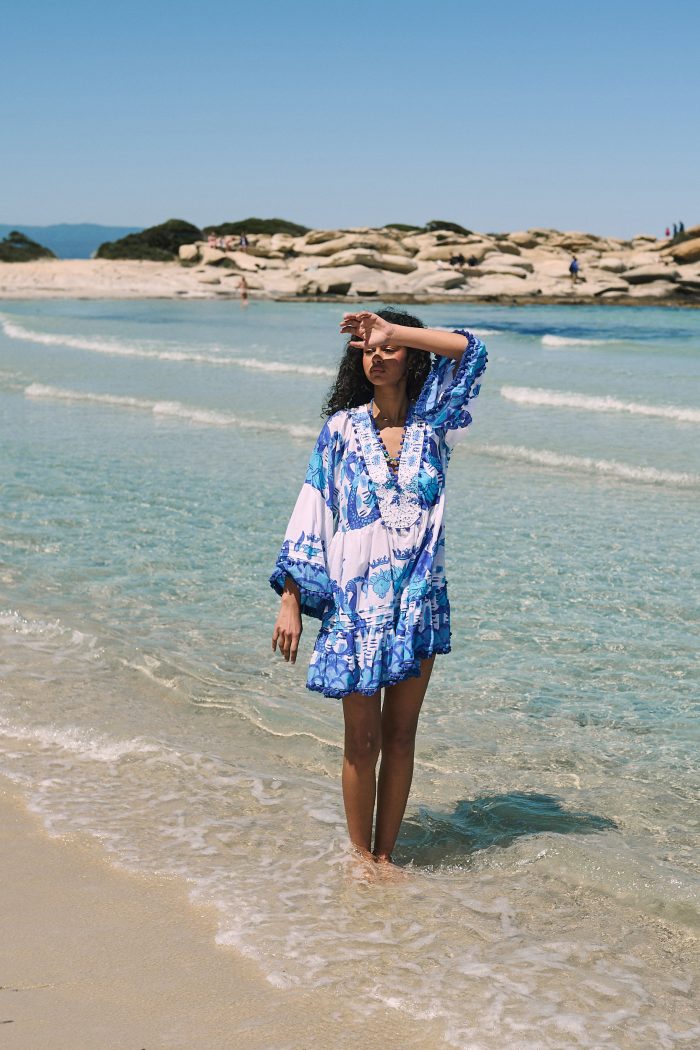Καφτάνι Oversized Κοντό “Santorini Blue”