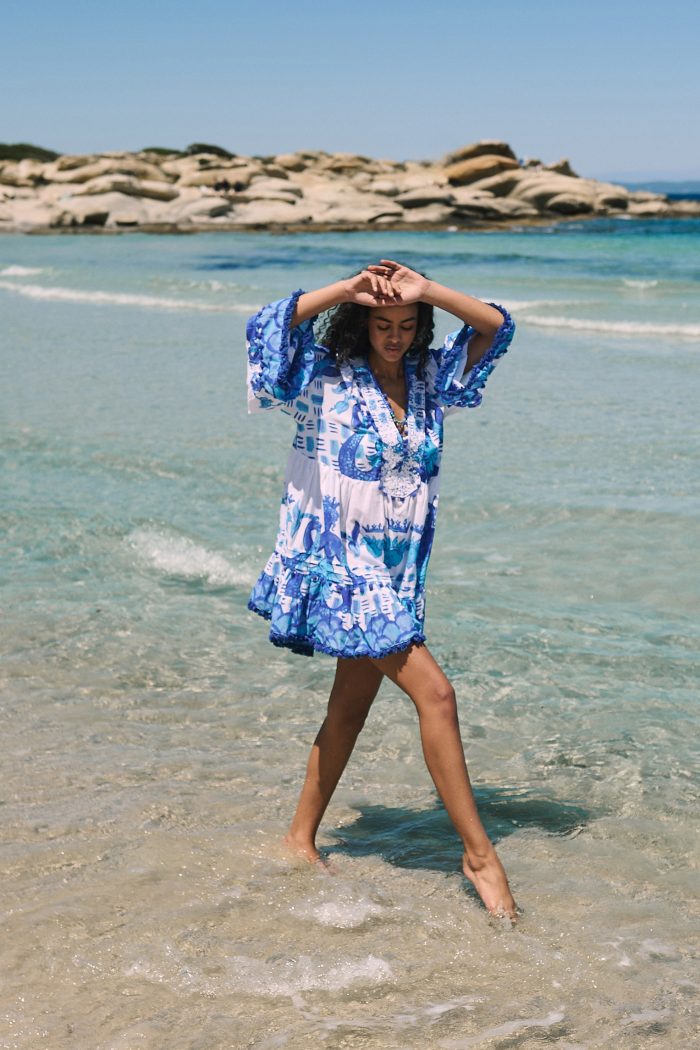 Καφτάνι Oversized Κοντό “Santorini Blue”
