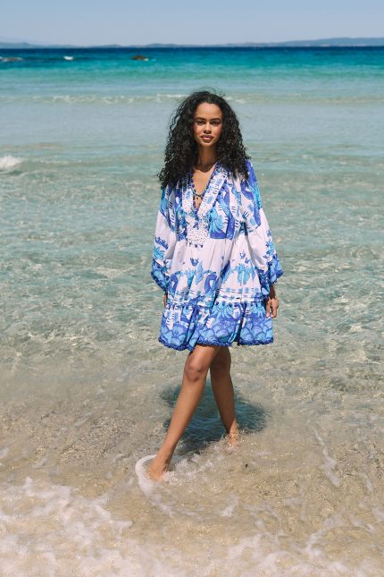 Καφτάνι Oversized Κοντό “Santorini Blue”