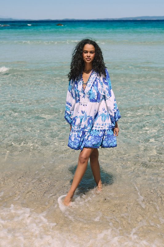 Καφτάνι Oversized Κοντό “Santorini Blue”