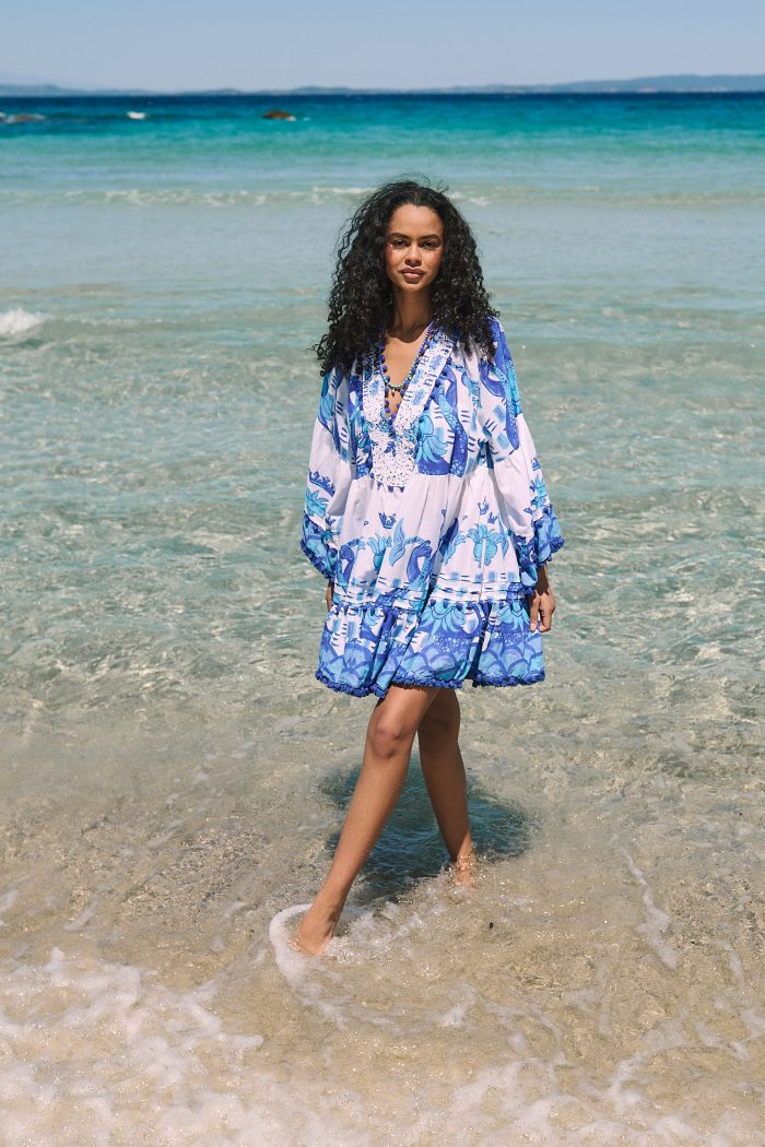 Καφτάνι Oversized Κοντό “Santorini Blue”