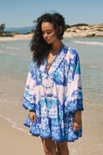 Καφτάνι Oversized Κοντό “Santorini Blue”
