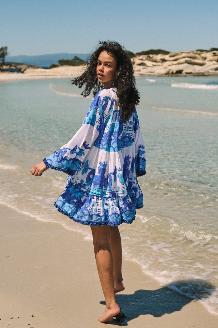 Καφτάνι Oversized Κοντό “Santorini Blue”