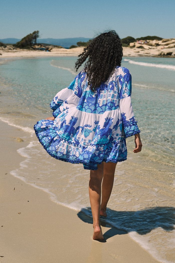 Καφτάνι Oversized Κοντό “Santorini Blue”
