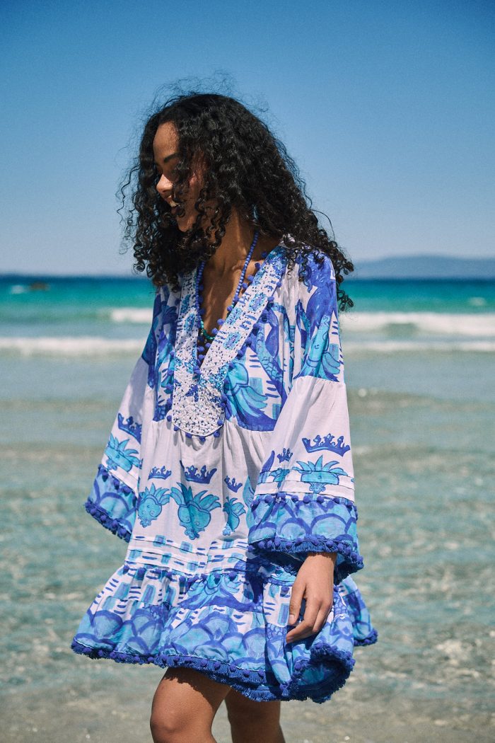 Καφτάνι Oversized Κοντό “Santorini Blue”