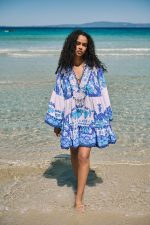 Καφτάνι Oversized Κοντό “Santorini Blue”