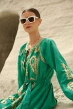 Μακρύ Καφτάν Φόρεμα με Χρυσοκέντητο Paisley Μοτίβο “Sade”
