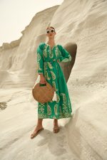 Μακρύ Καφτάν Φόρεμα με Χρυσοκέντητο Paisley Μοτίβο “Sade”