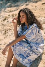 Καφτάνι με Safari Print Μπλε “Jungle Dream”