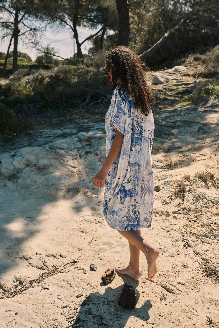 Καφτάνι με Safari Print Μπλε “Jungle Dream”