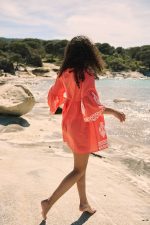 Κοραλί Καφτάνι με Κεντήματα “Imany”
