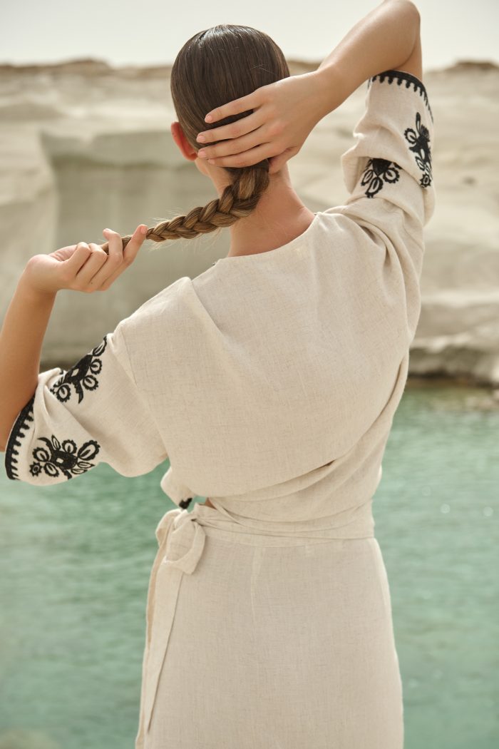 Λινό Σετ Πουκάμισο με Φούστα “Gifty” (Black)