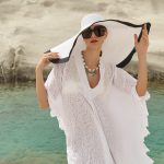 Μεγάλο Ψάθινο Καπέλο Λευκό με Μαύρο “Monia”