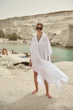 Λευκό Μακρύ Καφτάνι “Ionian Sea”