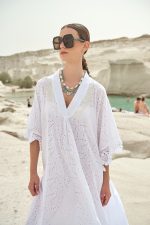 Λευκό Μακρύ Καφτάνι “Ionian Sea”