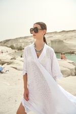 Λευκό Μακρύ Καφτάνι “Ionian Sea”