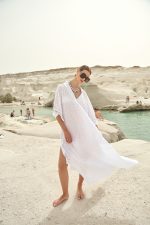 Λευκό Μακρύ Καφτάνι “Ionian Sea”