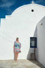 Καφτάνι Σατέν Τιρκουάζ Εμπριμέ