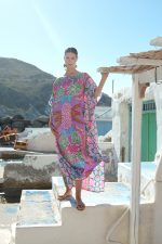 Μακρύ Καφτάνι Με Boho Print Σε Λιλά Φόντο