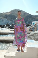 Μακρύ Καφτάνι Με Boho Print Σε Λιλά Φόντο