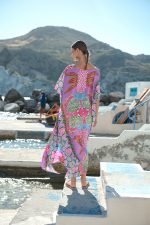 Μακρύ Καφτάνι Με Boho Print Σε Λιλά Φόντο