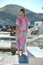 Μακρύ Καφτάνι Με Boho Print Σε Λιλά Φόντο