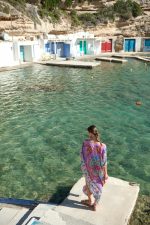 Μακρύ Καφτάνι Με Boho Print Σε Λιλά Φόντο