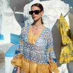 Μίνι Καφτάνι Με Καλοκαιρινό Print Σε Κίτρινο Και Μπλε