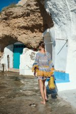 Μίνι Καφτάνι Με Καλοκαιρινό Print Σε Κίτρινο Και Μπλε