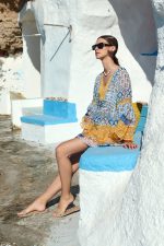 Μίνι Καφτάνι Με Καλοκαιρινό Print Σε Κίτρινο Και Μπλε