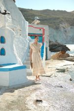Μπεζ Φόρεμα με Κεντήματα και Βολάν “ Aberash”