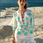 Λευκό Καφτάνι με Τιρκουάζ Κεντήματα “Nala”