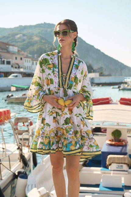 Καφτάνι “Mediterranean Lemon” με Boho Αισθητική