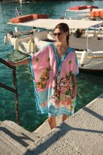 Oversized Καφτάνι “Dreaming of Positano” Ροζ Με Λεμονένιο Print