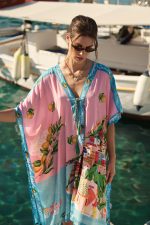Oversized Καφτάνι “Dreaming of Positano” Ροζ Με Λεμονένιο Print