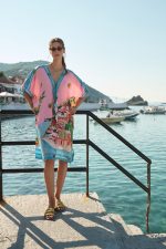 Oversized Καφτάνι “Dreaming of Positano” Ροζ Με Λεμονένιο Print