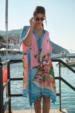 Oversized Καφτάνι “Dreaming of Positano” Ροζ Με Λεμονένιο Print