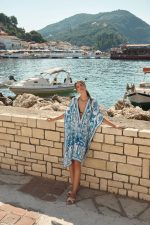 Σατέν Καφτάνι Oversized Σε Γαλάζιο Print