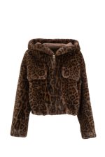 Γούνα με Κουκούλα Brown Leopard