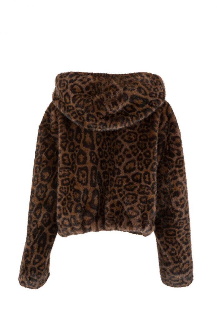 Γούνα με Κουκούλα Brown Leopard