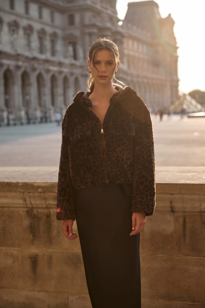 Γούνα με Κουκούλα Brown Leopard