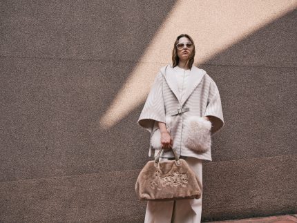 Κάπα Με Γούνα Και Suede Λεπτομέρειες Διπλής Όψης “Sahara”