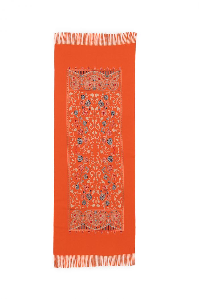 Φουλάρι Πορτοκαλί με Κεντήματα “Saffron”